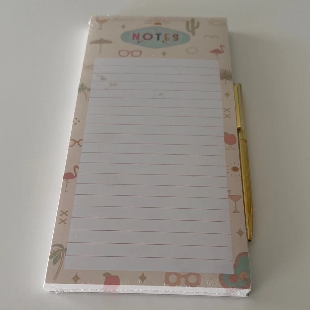 Lady Jayne Tropical Vacation Themed  Magnetic Notepad with 100 Sheets & Gold Pen